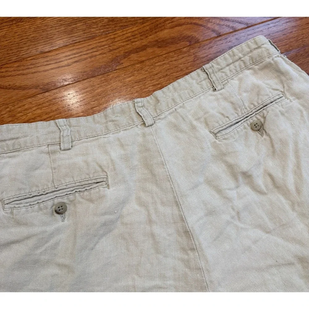 Vintage Polo Ralph Lauren 100% Linen Tyler Shorts Fits Mens 35 Pleated Khaki 7